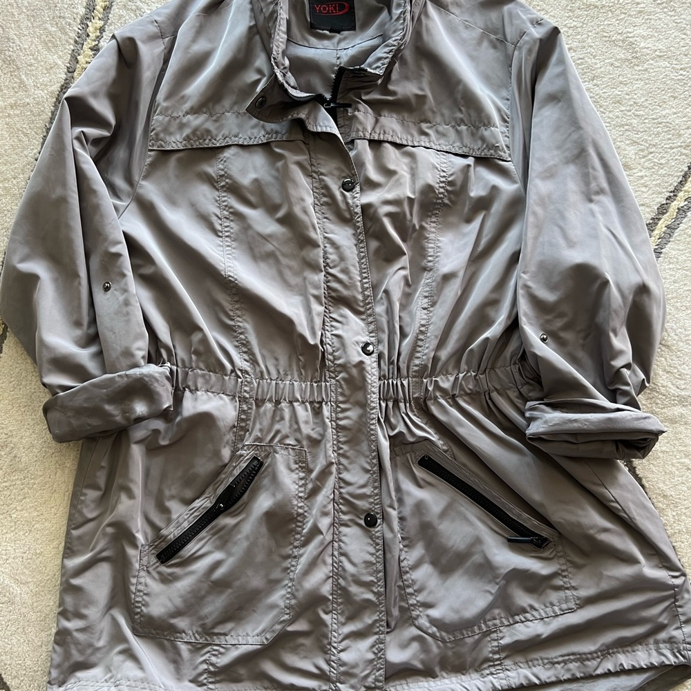 Yoki Gray Utility Jacket with Water-Resistant Fabric